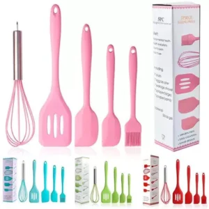 Kit 5 Peças Utensílios de Cozinha Silicone Colher Espátula Fue Espátula Pequena Pincel